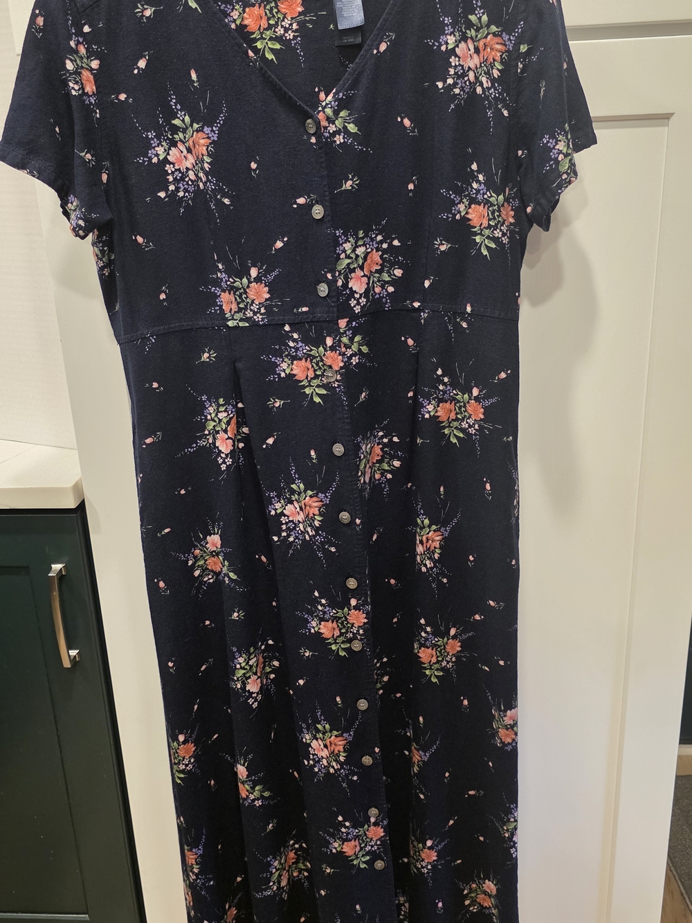 Liz Claiborne Navy Floral Maxi Dress with Button Front - Picture 2 of 10